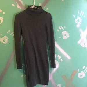 Grey Turtleneck Sweater Dress
